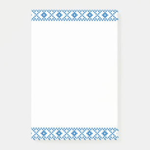 Post-it® Art populaire ethnique letton bleu et blanc