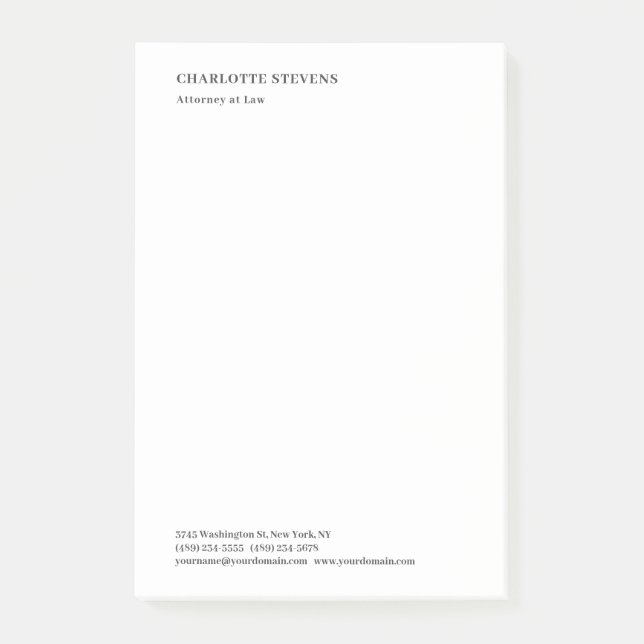 Post-it® Attorney at Law Trendy Minimalist Elegant Simple (Devant)