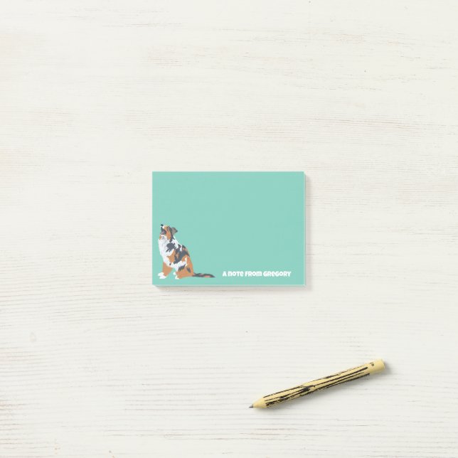 Post-it® Aussie Australian Shepherd Dog Personnalisé (Sur un bureau)