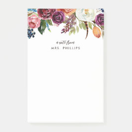 Post-it® Automne Boho Blooms Professeur Personnalisé