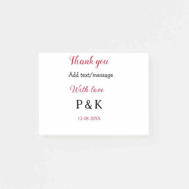 Post-it® Avec amour ajouter lettre nom de couple merci ajou (Devant)