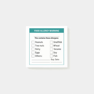Post-it® Avertissement d'allergie alimentaire, allergène Pu