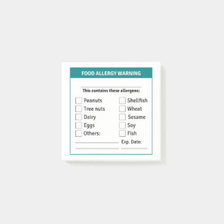 Post-it® Avertissement d'allergie alimentaire, allergène Pu