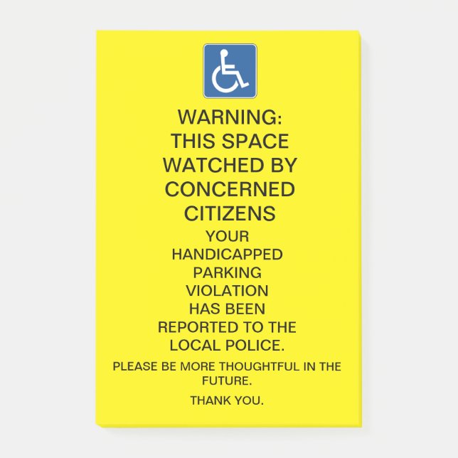POST-IT® AVERTISSEMENT SIGNE DE VIOLATION DU STATIONNEMENT  (Devant)