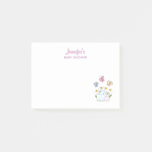 Post-it® Baby shower lapins, papillons et marguerites (Devant)