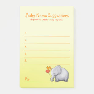 Post-it® Baby shower neutre à l'éléphant mou Nom propos