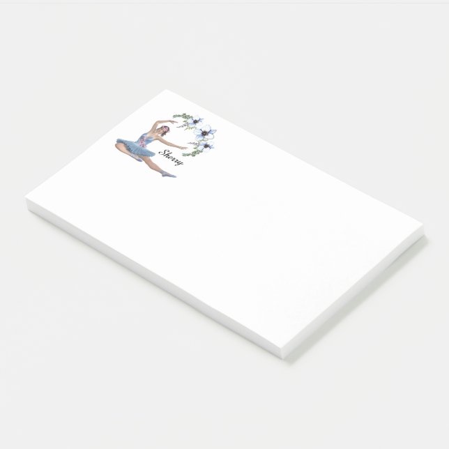 Post-it® Ballerina en bleu Nom personnel (Incliné)