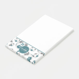 Post-it® Ballons de football gris turquoise sport girly
