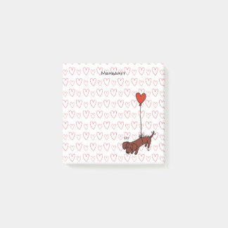Post-it® Balloon de coeur lisse rouge personnalisé