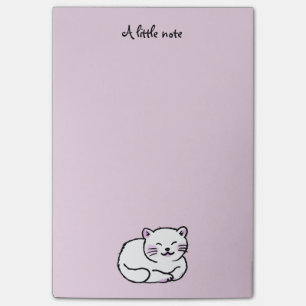 Post-it® bande dessinée blanche et rose pelucheuse mignonne