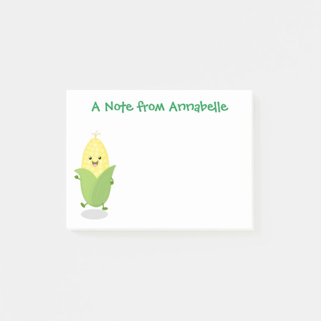 Post-it® Bande dessinée de maïs kawaii dansante mignonne (Devant)