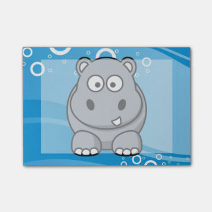 Post-it® Bande dessinée d'hippopotame avec l'arrière - pl