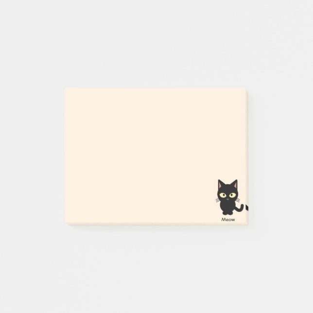 Post-it® Bande dessinée mignonne de meow de chat noir (Devant)