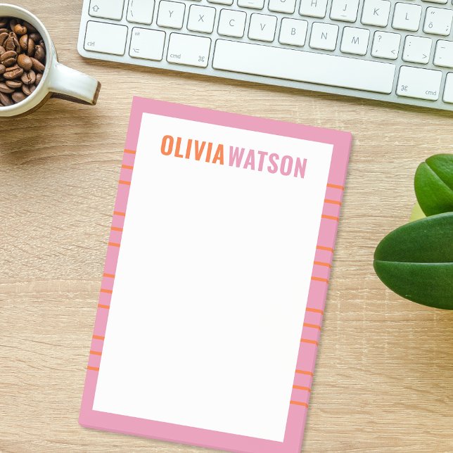 Post-it® Bande personnalisée enseignant papeterie Appréciat (Stripe Personalized Name Teacher Appreciation Gift Post-it Notes)