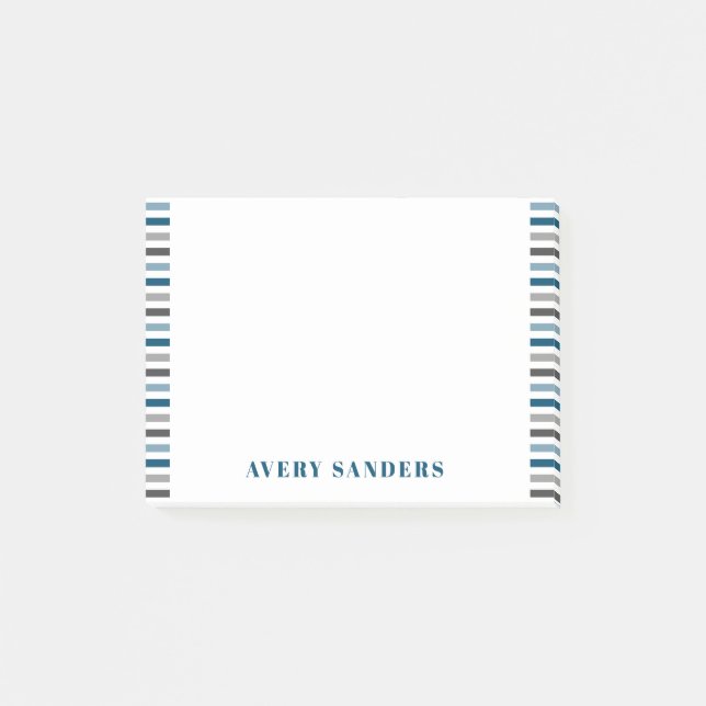 Post-it® Bandes simples modernes bleues et grises (Devant)