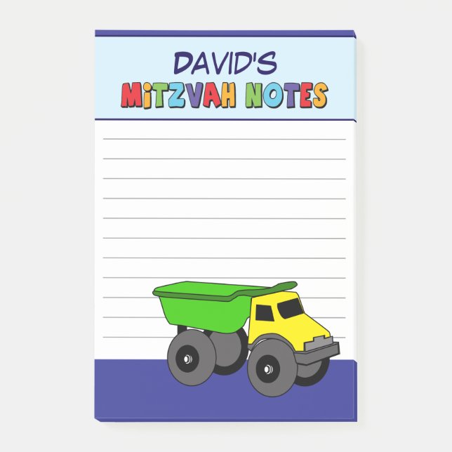 Post-it® Bar Mitzvah du camion bleu personnalisé (Devant)