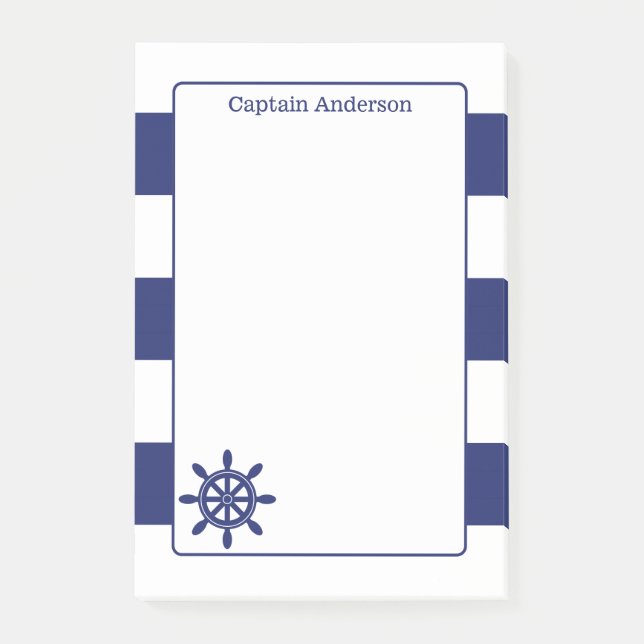 Post-it® Bateau de capitaine nautique Ajouter le nom 4x6 (Devant)