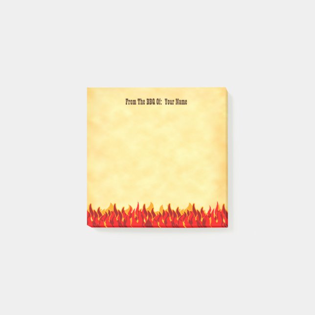 Post-it® BBQ Red Flames modifiable Western Lettres (Devant)