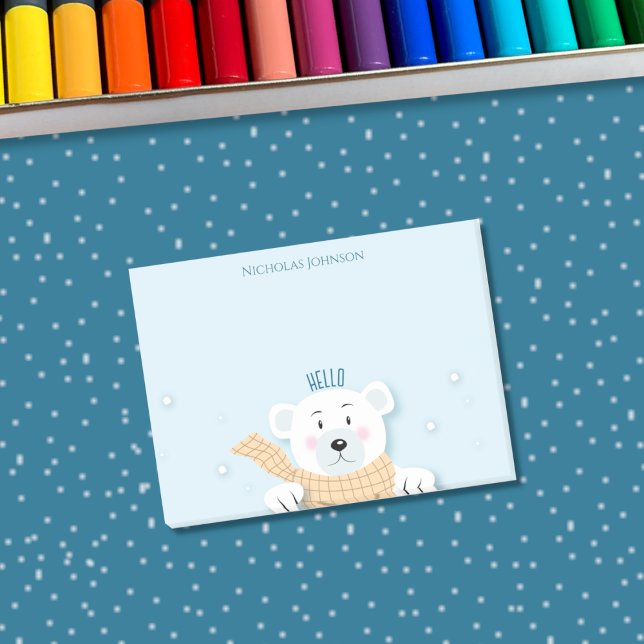 Post-it® Bear polaire mignonne hiver post-it notes (Cute polar bear kid winter sticky notes . )