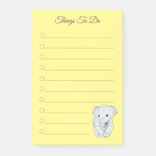 Post-it® Beau éléphant tenir un coeur choses à faire Po