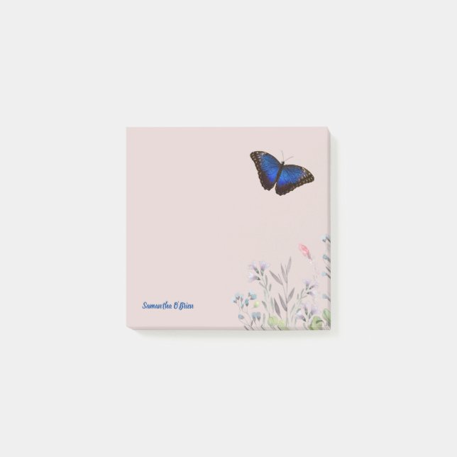 Post-it® Beau papillon bleu Morpho personnalisable (Devant)