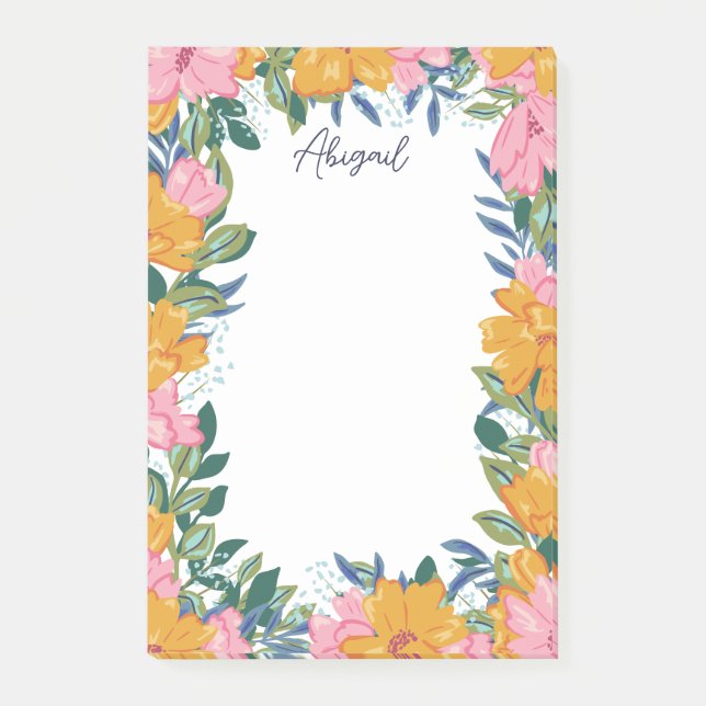 Post-it® Beautiful Boho Flowers - Custom Name (Devant)