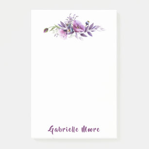 Post-it® Beautiful Purple Poppies Nom Inscrit