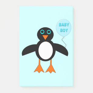 Post-it® Bébé Bleu mignon Garçon Penguin Post it notes Pad