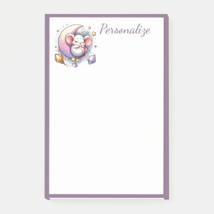 Post-it® Bébé Souris Mignon Endormi sur la Lune Personnalis