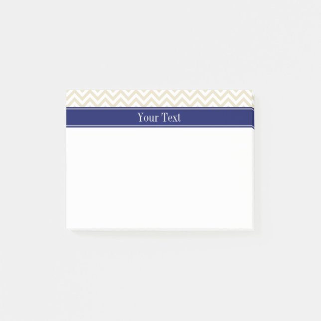 Post-it® Beige SLg Chevron Nom de la marine Monogramme (Devant)