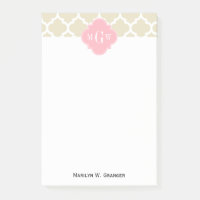 Beige, White Moroccan #5 Pink 3 Initial Monogram