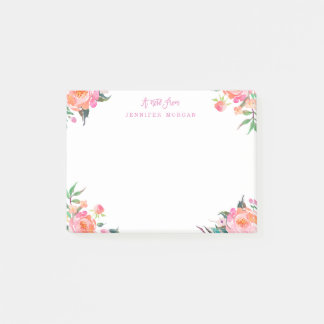 Post-it® Belle aquarelle violet Fleurs roses