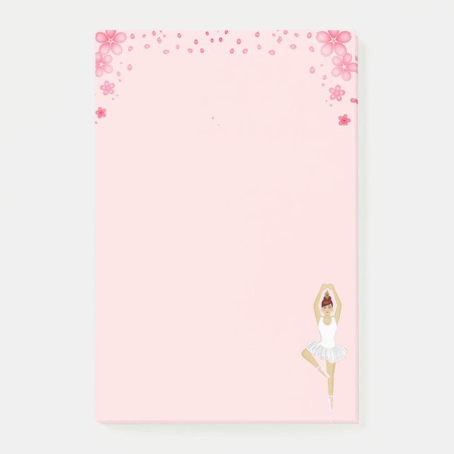 Post-it® Belle Danse de Ballet & Fleurs sur Rose clair (Devant)