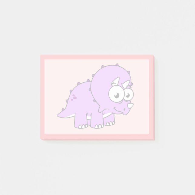Post-it® Belle Illustration D'Un Tricératops. (Devant)