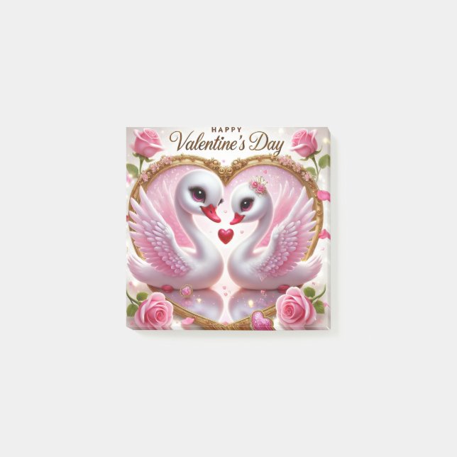 Post-it® Belle Saint-Valentin Swan Rose Post-It Notes (Devant)