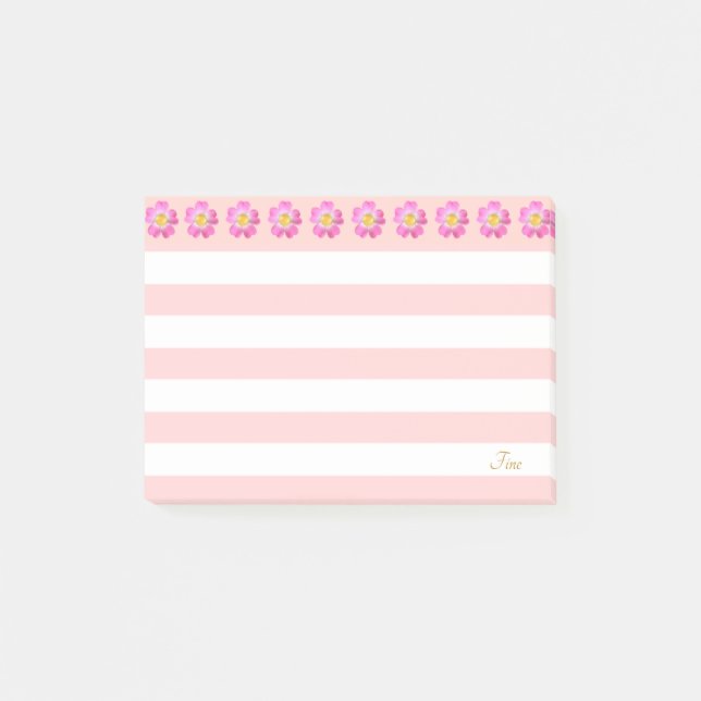 Post-it® Belles fleurs roses et rayures (Devant)