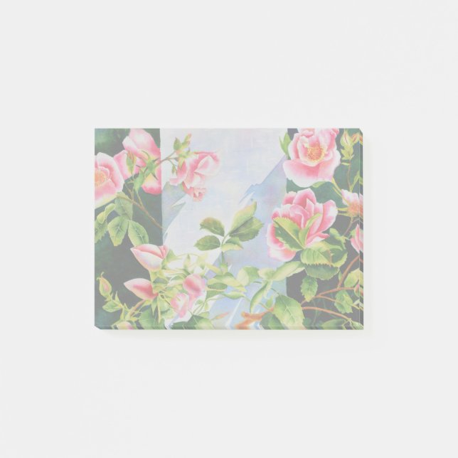 Post-it® Belles roses roses roses, roses rouges, aquarelle  (Devant)