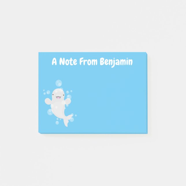 Post-it® Béluga mignon bulles dessin de dessin animé (Devant)