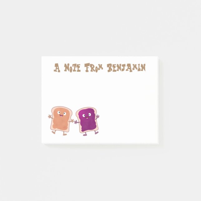 Post-it® Beurre d'arachide mignonne et caricature sandwich  (Devant)