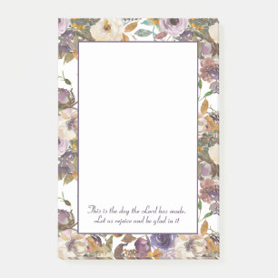 Post-it® Bible chrétien floral crème violet Verset