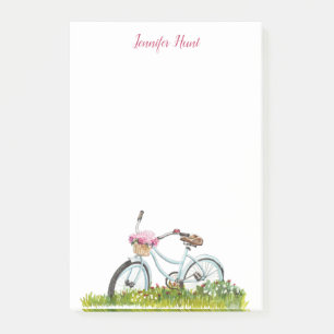 Post-it® Bicyclette personnalisée avec Bloc-notes à fleurs