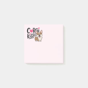 Post-it® Bisous de Corgi Cœurs Roses Amoureux des Chiens