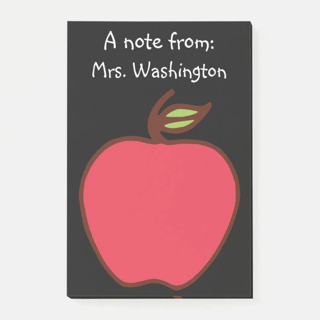 Post-it® Black Chalkboard Apple Teacher's Post It Notes (Devant)