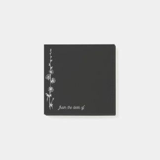 Post-it® Black Notes with Bunches of White Vintage Flowers