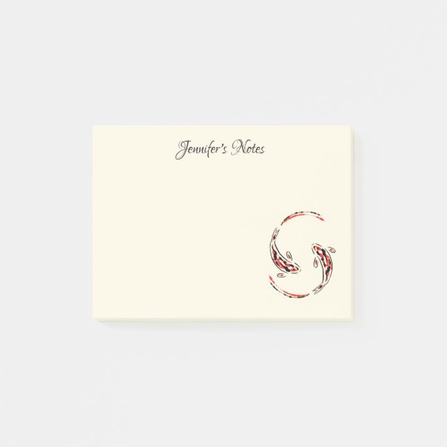 Post-it® Black & Red Japanese Koi Fish Artistic (Devant)