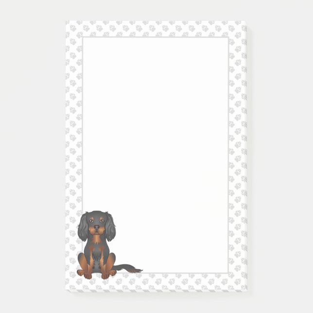 Post-it® Black & Tan Cavalier King Charles Spaniel & Paws (Devant)