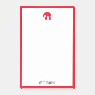 Post-it® Blanc avec éléphant et bordure rouge vif + nom