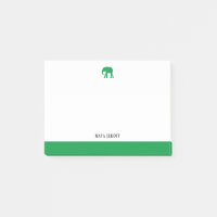 Blanc avec éléphant vert & Bordure & Nom
