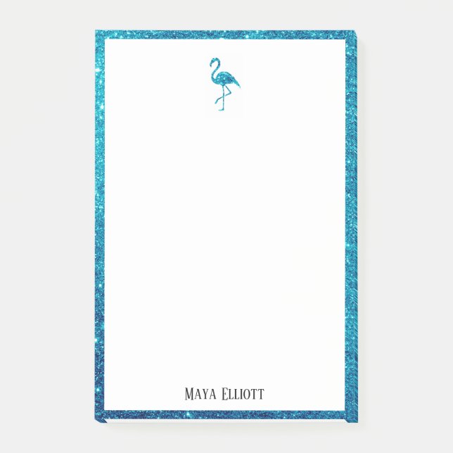 Post-it® Blanc avec Flamant rose de Parties scintillant Tur (Devant)
