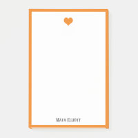 Blanc avec un coeur et une bordure orange vif + no
